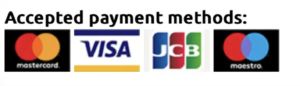 accepted payment options including mastercard, visa, JCB and maestro cards